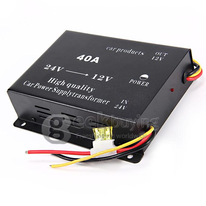 DC 24V-12V 40A High Quality Car Power Converter Supply Transformer - Black 