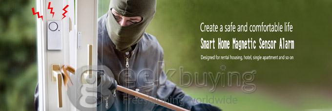 FK-9806B2 Home Security Wireless Remote Control Vibration Alarm for Door Window - White