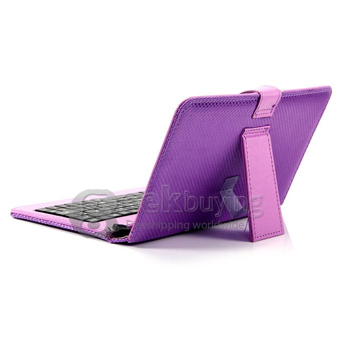 Universal Micro USB Keyboard Leather Case for 7 Inch Tablet PC - Purple