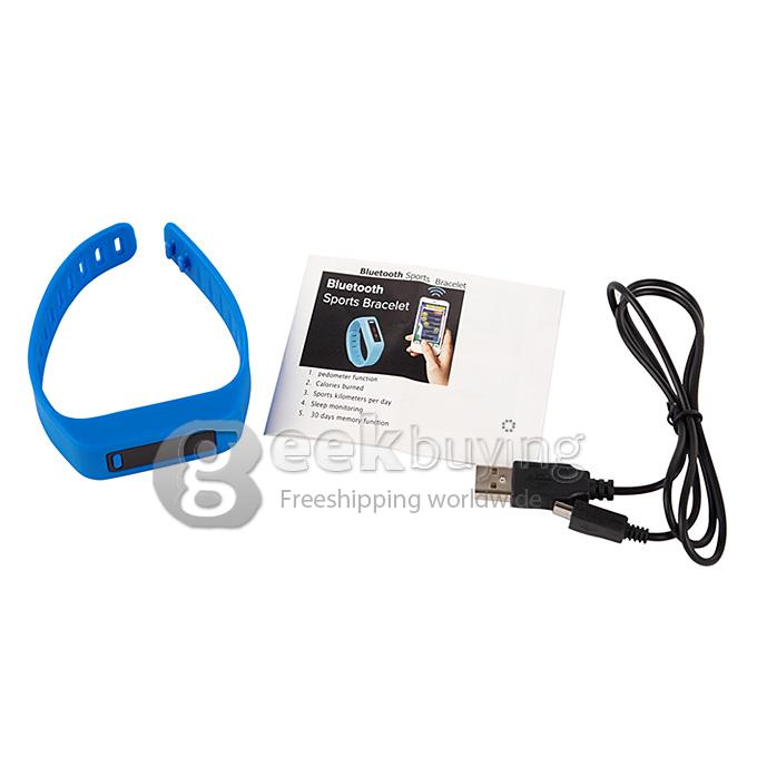 LC Healthy Smart Sport Bluetooth 4.0 Wrist Band Bracelet Hand Ring with Screen Sleeping Fitness Running Ped - Blue