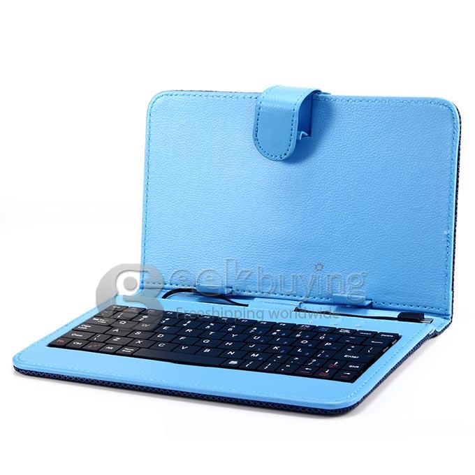 Universal Micro USB Keyboard Leather Case for 7 Inch Tablet PC - Blue