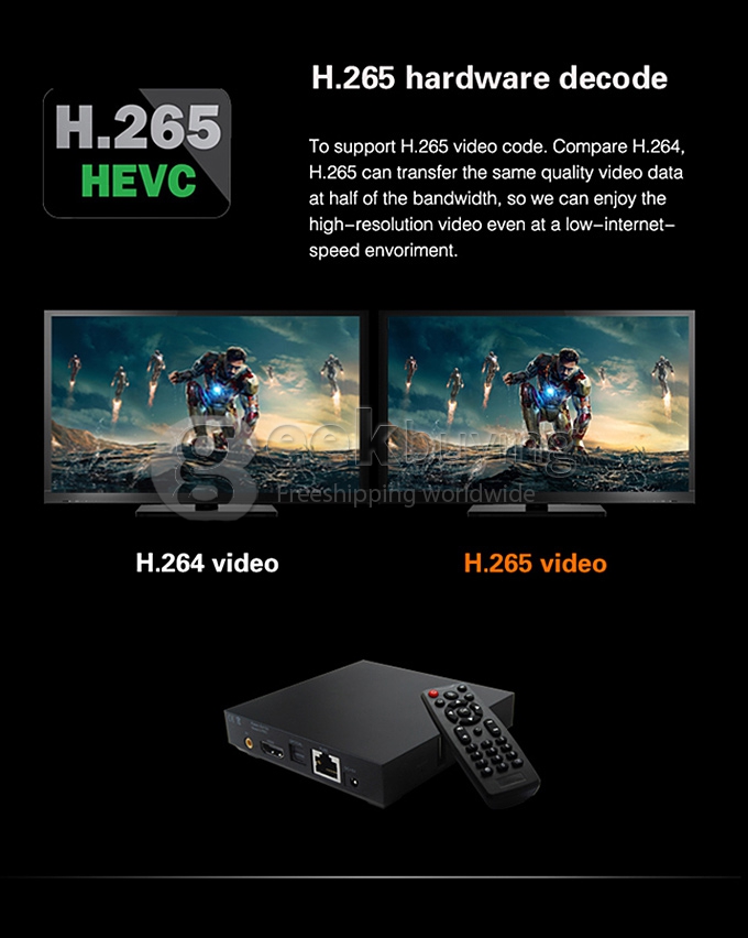 Measy B4S RK3288 Quad Core 1.8GHz Android 4.4 Mini 4K TV Box HDMI 2.0 HDD Player 2G/8G H.265 2.4G/5G WIFI Bluetooth 4.0 XBMC - Black