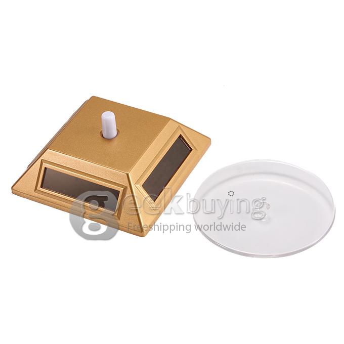 300g Solar Powered Rotation Turntable Jewelry Display Plate Desinger Rotary Jewelry Showcase Stand - Golden