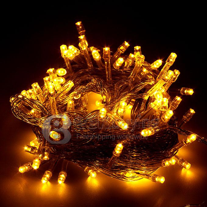 10M 100 LED 220V 8-Mode Fancy Ball Lights Decorative Christmas Party Festival Twinkle String Lamp Strip - Yellow (EU Plug)