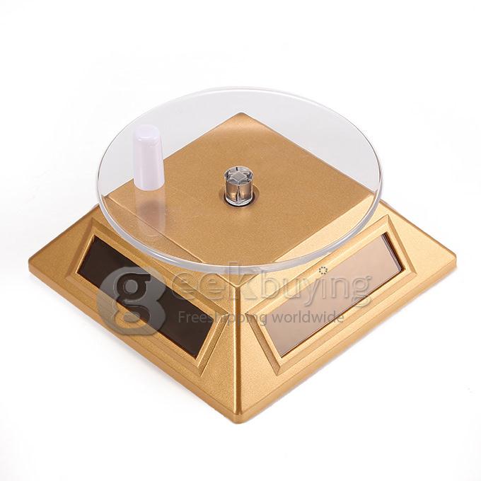 300g Solar Powered Rotation Turntable Jewelry Display Plate Desinger Rotary Jewelry Showcase Stand - Golden