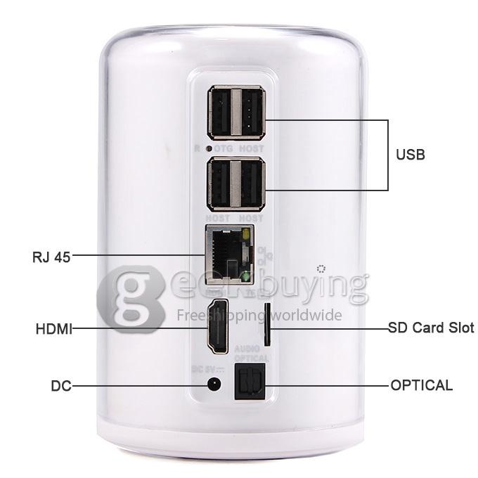 Elephone TV BOX RK3188 Quad Core 1.6GHz Android 4.4 HDMI HDD Player 1G/8G 5.0MP Camera Bluetooth OTG Athome Camera - White