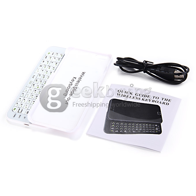 New Mini Wireless Bluetooth Keyboard Sliding Slide Out Keyboard Case Cover for iPhone6 - White