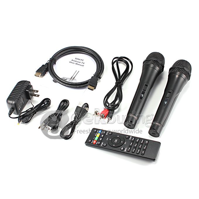 Karaoke System CS4K RK3288 Quad Core Android 4.4 Mini TV BOX HDMI HDD Player 2G/8G 2.4G/5G WIFI Bluetooth 5.0mp Camera Wireless Microphone