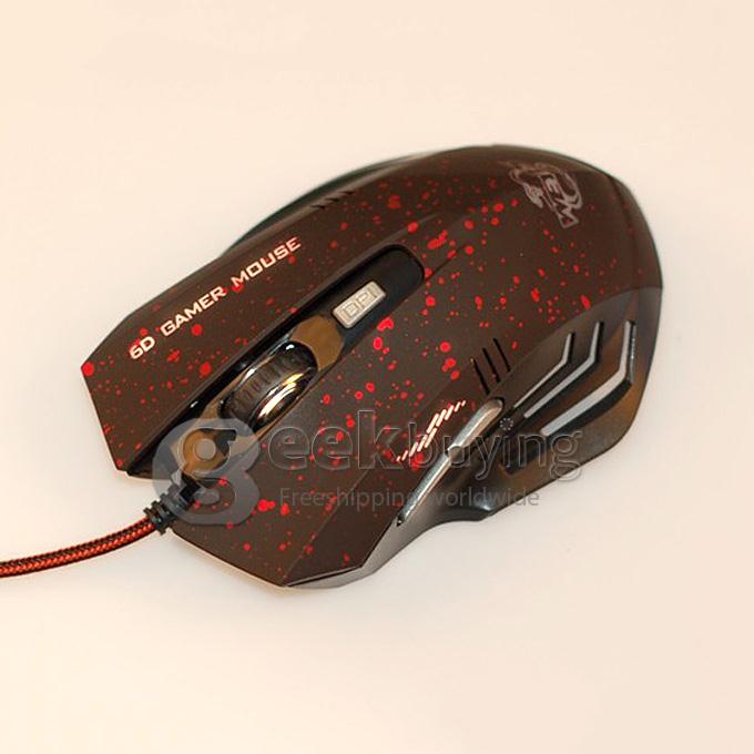 WEYES MS-929 Wired 6-Key USB 2.0 800 / 1000 / 1600 / 2400dpi Optical Gaming Mouse - Black + Red