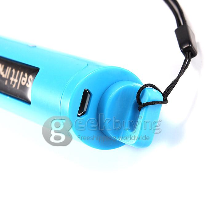 Extendable Stretch Wireless Bluetooth Self Camera Monopod Handheld Selfie Stick Support Remote Shutter (110cm) - Blue