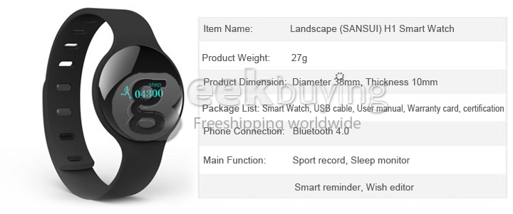 Landscape (SANSUI) H1 Bluetooth 4.0 Smart Watch Anti Lost Intelligent Motion Sleep Detection Pedometer Calls - Green