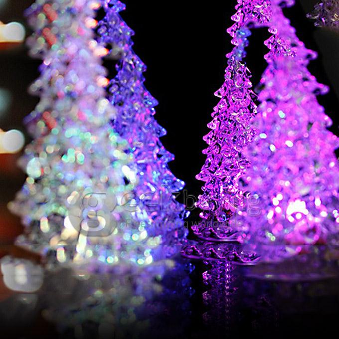 [HK Stock] New Year Christmas Mini Crystal Color Changing LED Tree Decoration Night Light Lamp Gift for Baby