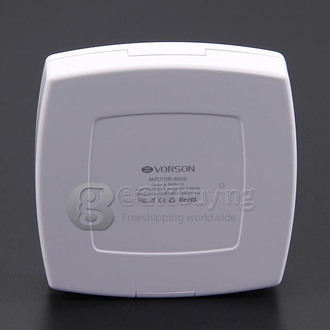Vorson Mirror 6000mAh Power Bank External Li-polymer Battery 2.1A for iPhone iPad Smartphone Tablet - White
