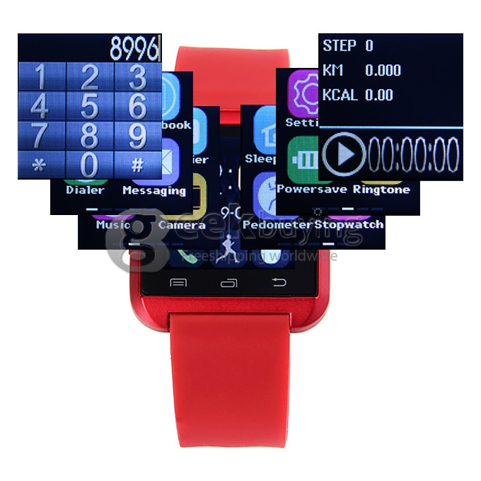 U8 Plus Touch Screen Bluetooth 4.0 Smart Wrist Watch Anti-lost Remote Camera for iPhone Android Phone - Red