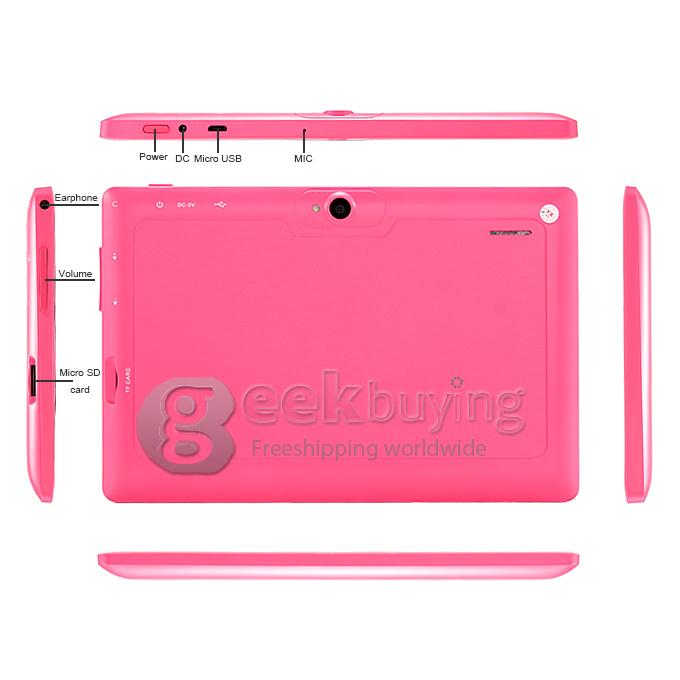 Q90 Allwinner A23 7 Inch Tablet PC Android 4.4 OS 4GB ROM Capacitive Touch Screen Dual Cameras - Pink