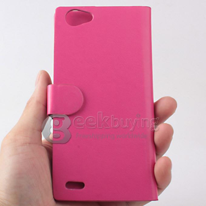 Protective PU Leather Hard Case Flip Cover Shell for THL 5000 - Pink