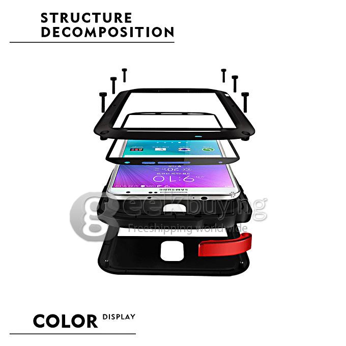 [France Stock] Lovemei Aluminum Powerful Shockproof Gorilla Glass Metal Case Protective Cover for Galaxy Note4 N9100 - Black
