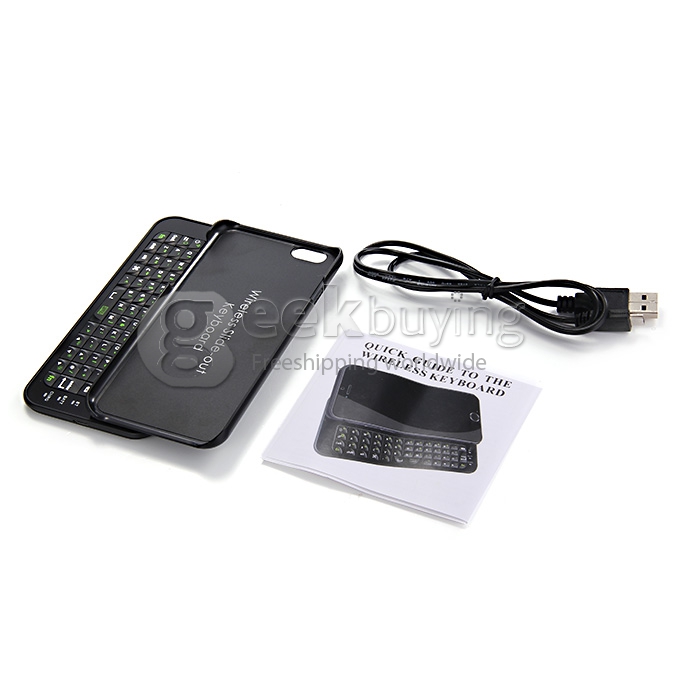 New Mini Wireless Bluetooth Keyboard Sliding Slide Out Keyboard Case Cover for iPhone 6 - Black