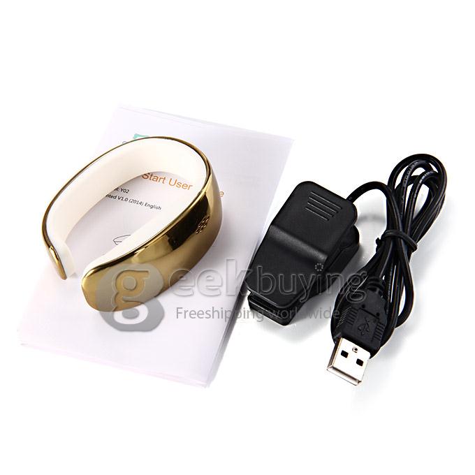 Y02 Women LCD Bluetooth 3.0 Smart Bracelet Wrist Watch for Samsung Android Phone Call/SMS Remind Remote - Glod