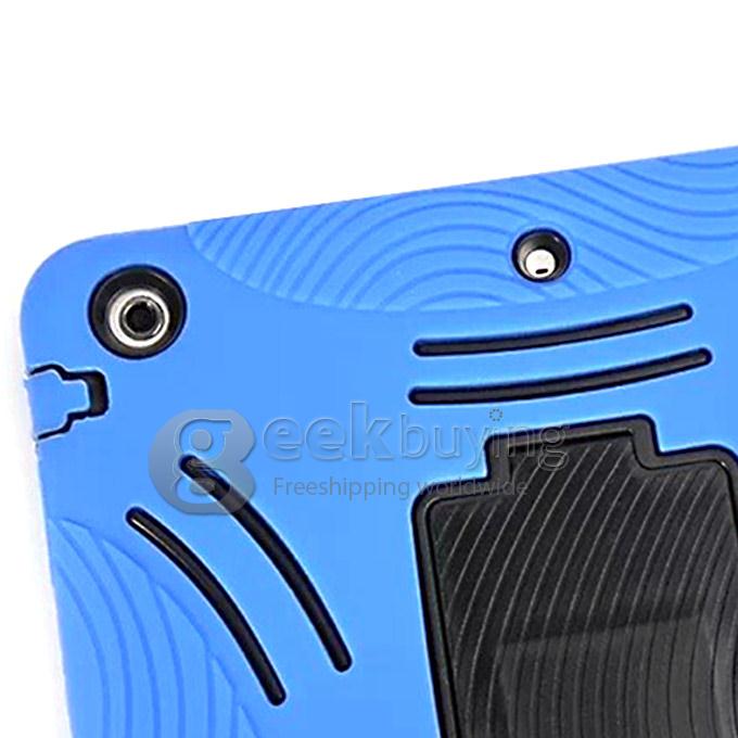 Shockproof Hybird Armor Military Duty Hard Case With Holder Cover for iPad Air 2 - Blue