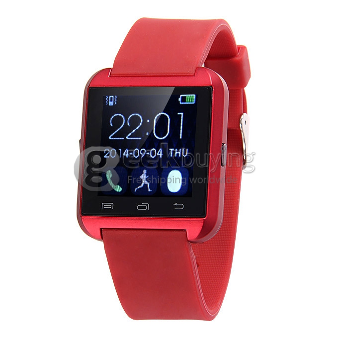 U8 Plus Touch Screen Bluetooth 4.0 Smart Wrist Watch Anti-lost Remote Camera for iPhone Android Phone - Red