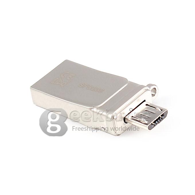 SSK SFD236 64GB USB Micro-USB2.0 OTG Flash Drive for Smart Phone - Silver
