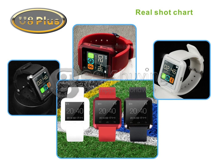U8 Plus Touch Screen Bluetooth 4.0 Smart Wrist Watch Anti-lost Remote Camera for iPhone Android Phone - Red