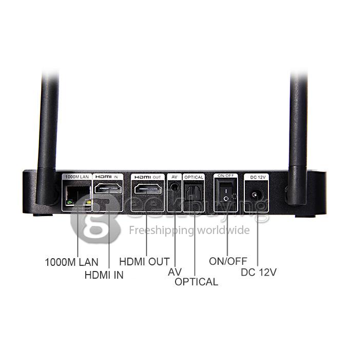 EW902 Realtek RTD1195 Dual Core Android 4.4 Mini TV BOX HDMI HDD Player 1G/8G WIFI Bluetooth 4K 3D HDMI IN USB3.0 1000M Ethernet SATA - Black