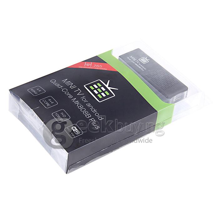 MK808B Plus 4K TV Dongle Amlogic S805 Quad Core Android 4.4 Mini PC 1G/8G WIFI H.265 HW Decoding Bluetooth DLNA Miracast - Black