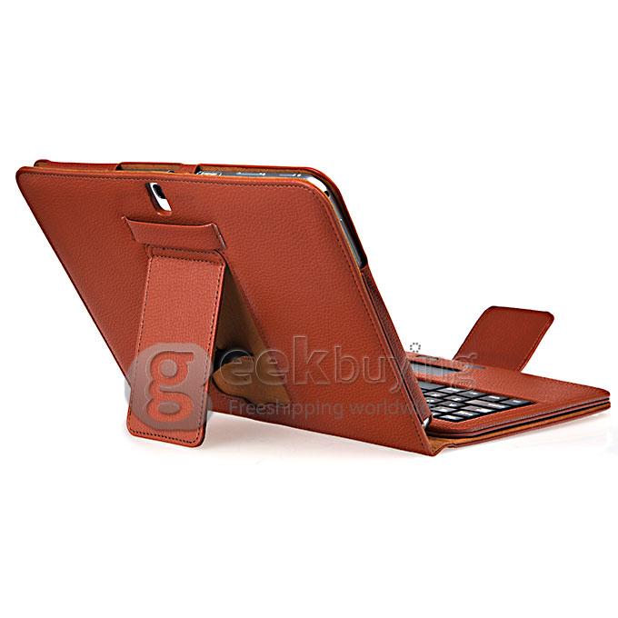 New Bluetooth Keyboard Case Cover Touchpad for Samsung Galaxy Tab 3 4 10.1 Inch Tablet - Brown