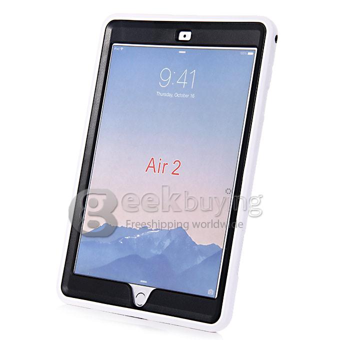 New Silicon 360 Full Degree Rotating Case Cover with Hand Tether Strap for Apple iPad Air 2 - White