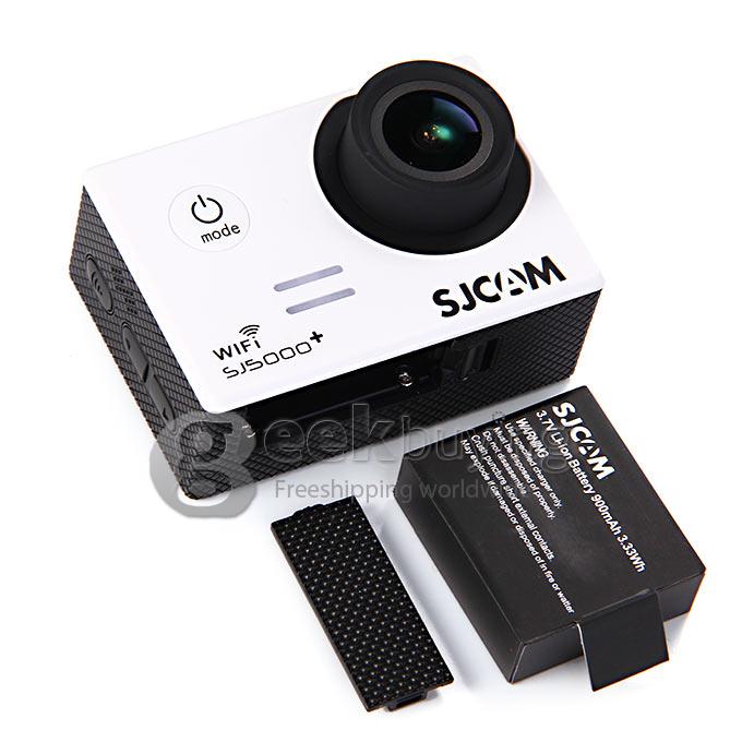 SJCAM SJ5000 Plus Ambarella A7LS75 16MP WiFi Action Camera (White) + Spare Battery + Car Charger + Car Mount Kit