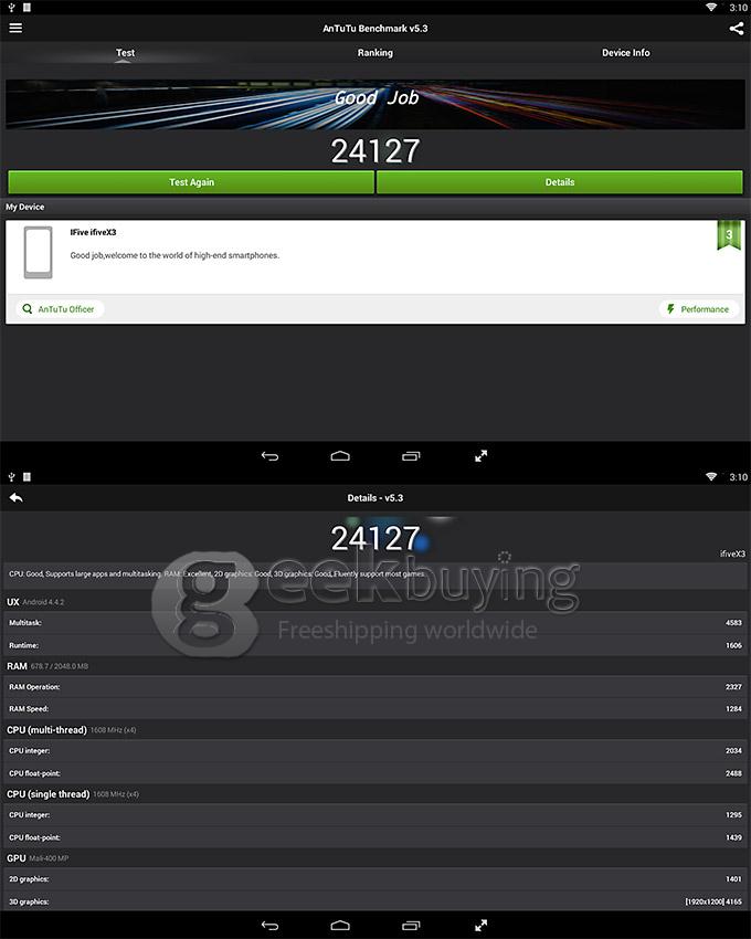 ifive X3 RK3188 Quad Core 1.6Ghz 10.1 Inch Tablet PC Android 4.4 OS 1920*1200 2GB/16GB BT  - Blue