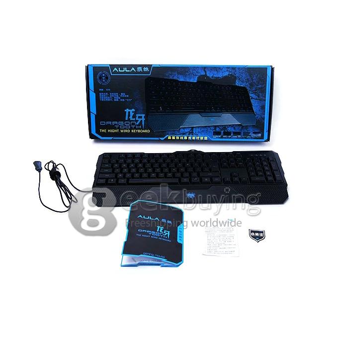 AULA Dragon Tooth Professional USB Wired 114 Keys Game Keyboard with Red Backlight for Computer Laptop PC 
