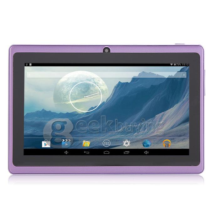 Q90 Allwinner A23 7 Inch Tablet PC Android 4.4 OS 4GB ROM Capacitive Touch Screen Dual Cameras - Purple