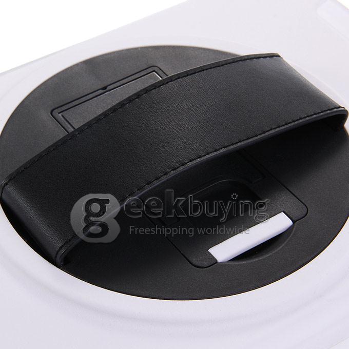 New Silicon 360 Full Degree Rotating Case Cover with Hand Tether Strap for Apple iPad Air 2 - White