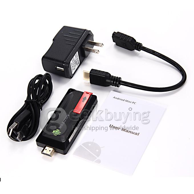 MK809IV RK3188 Quad-core 1.6GHz Android 4.2 Mini TV Box Dongle HDMI HDD Player 2G/8G WIFI Bluetooth 4.0 - Black