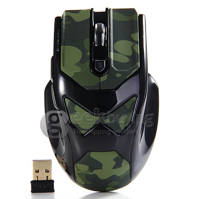 L-535 2.4GHz Wireless 1600DPI USB Optical Mouse with USB Receiver for PC Notebook TV Box - Camouflage Green