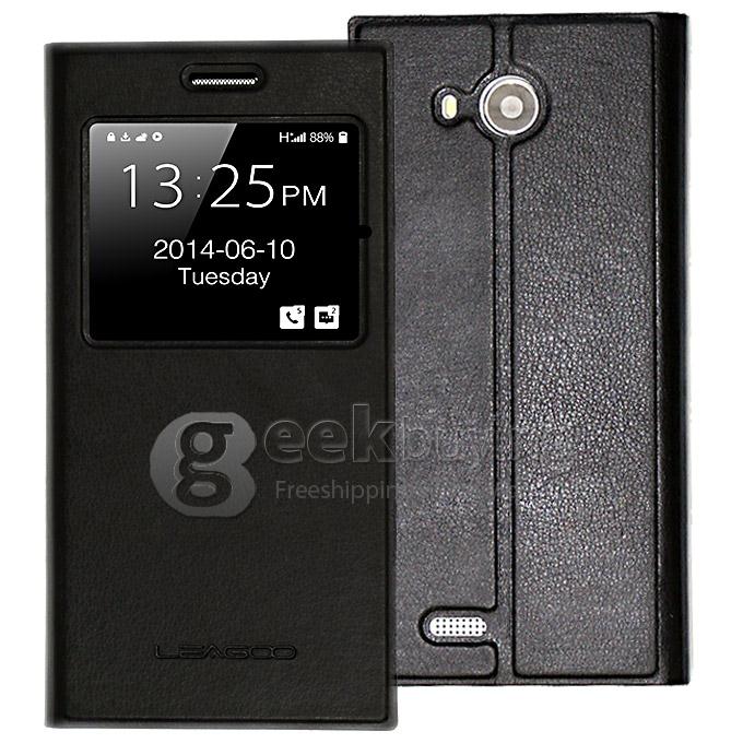 Original High Quality Protective PU Leather Hard Flip Cover Shell for LEAGOO Lead 5 - Black