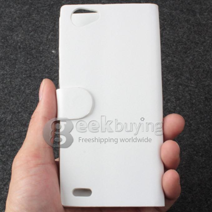 Protective PU Leather Hard Case Flip Cover Shell for THL 5000 - White