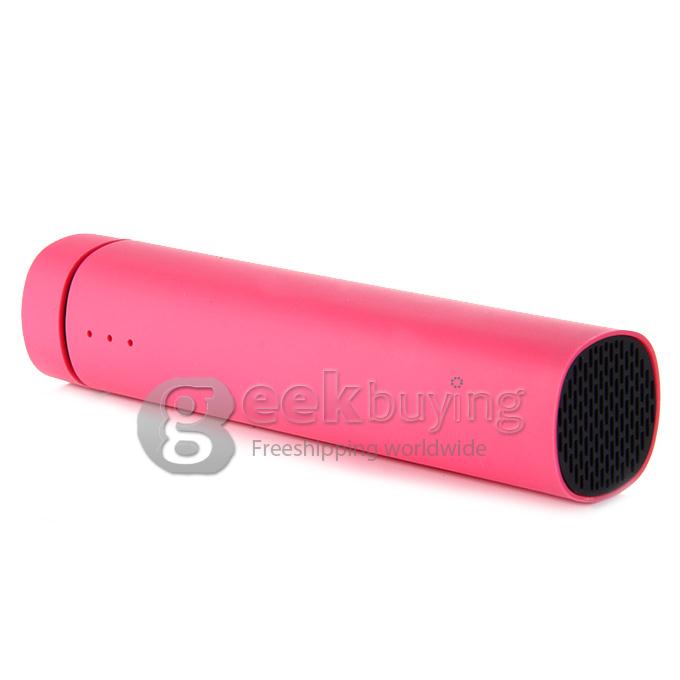 3 IN 1 Portable 4000mAh Power Bank Battery Charger + Speaker + Stand for Smartphone - Rose Red