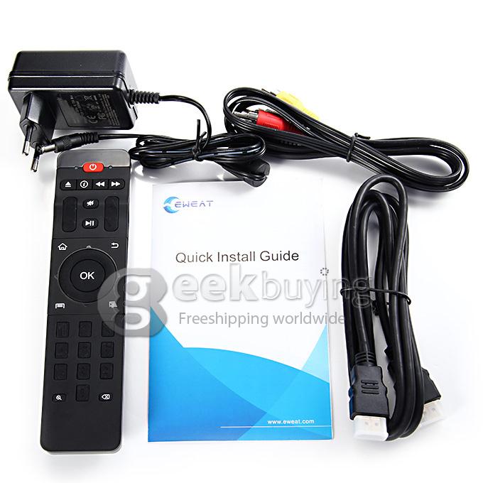 EW902 Realtek RTD1195 Dual Core Android 4.4 Mini TV BOX HDMI HDD Player 1G/8G WIFI Bluetooth 4K 3D HDMI IN USB3.0 1000M Ethernet SATA - Black