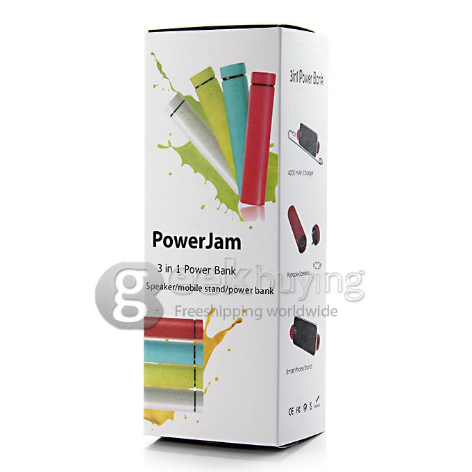 3 IN 1 Portable 4000mAh Power Bank Battery Charger + Speaker + Stand for Smartphone - Rose Red