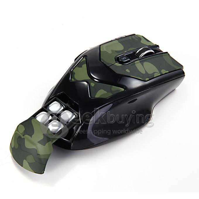 L-535 2.4GHz Wireless 1600DPI USB Optical Mouse with USB Receiver for PC Notebook TV Box - Camouflage Green