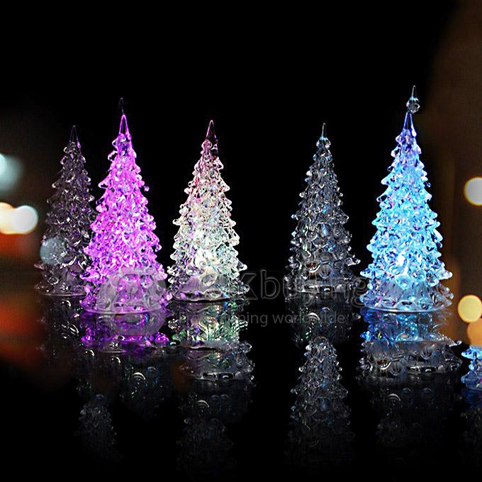 [HK Stock] New Year Christmas Mini Crystal Color Changing LED Tree Decoration Night Light Lamp Gift for Baby