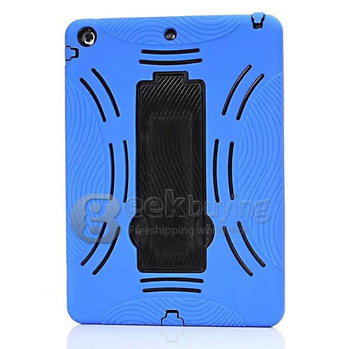 Shockproof Hybird Armor Military Duty Hard Case With Holder Cover for iPad Air 2 - Blue