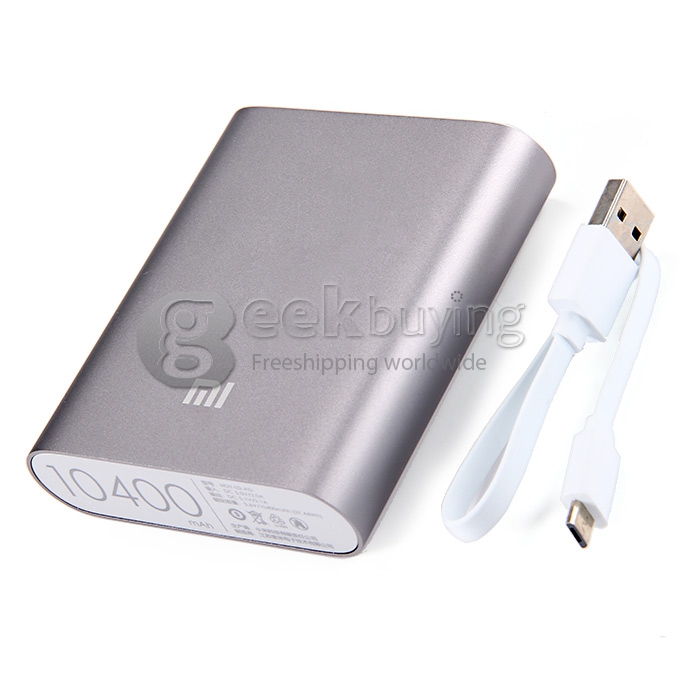XiaoMi 10400mAh USB Portable Power Bank External Battery Charger for Mobile Phones Tablets iPhone6 Plus Samsung HTC Google Blackberry - Grey
