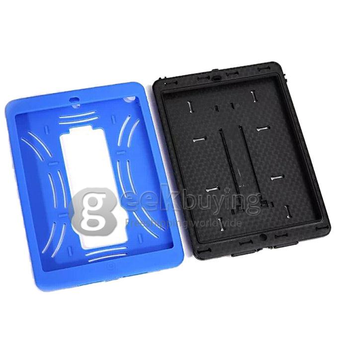 Shockproof Hybird Armor Military Duty Hard Case With Holder Cover for iPad Air 2 - Blue