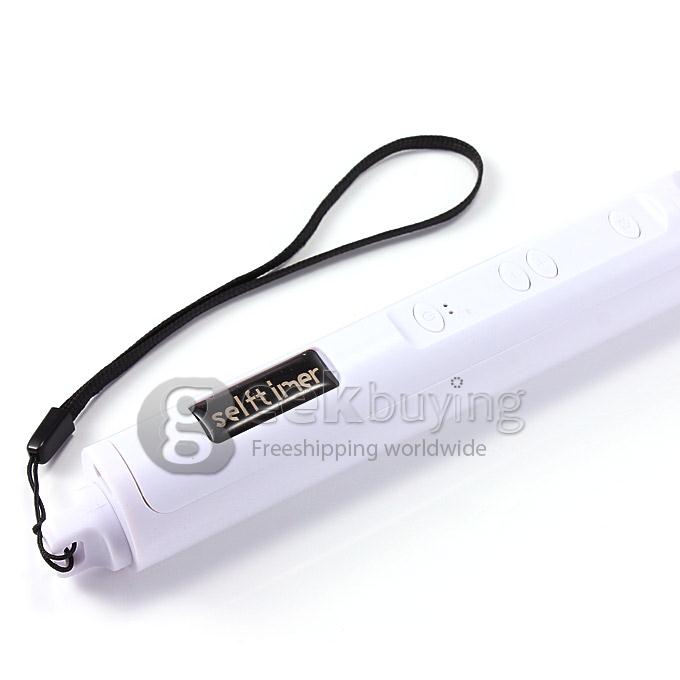 Extendable Stretch Wireless Bluetooth Self Camera Monopod Handheld Selfie Stick Support Remote Shutter (110cm) - White