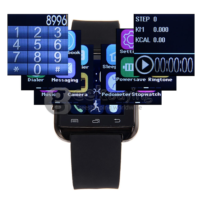 [UK Stock] U8 Plus Touch Screen Bluetooth 4.0 Smart Wrist Watch Anti-lost Remote Camera for iPhone Android Phone - Black